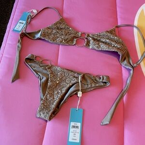 Beach Bunny Bikini set Nadia skimpy bottom & Bralette color Nude XS/S